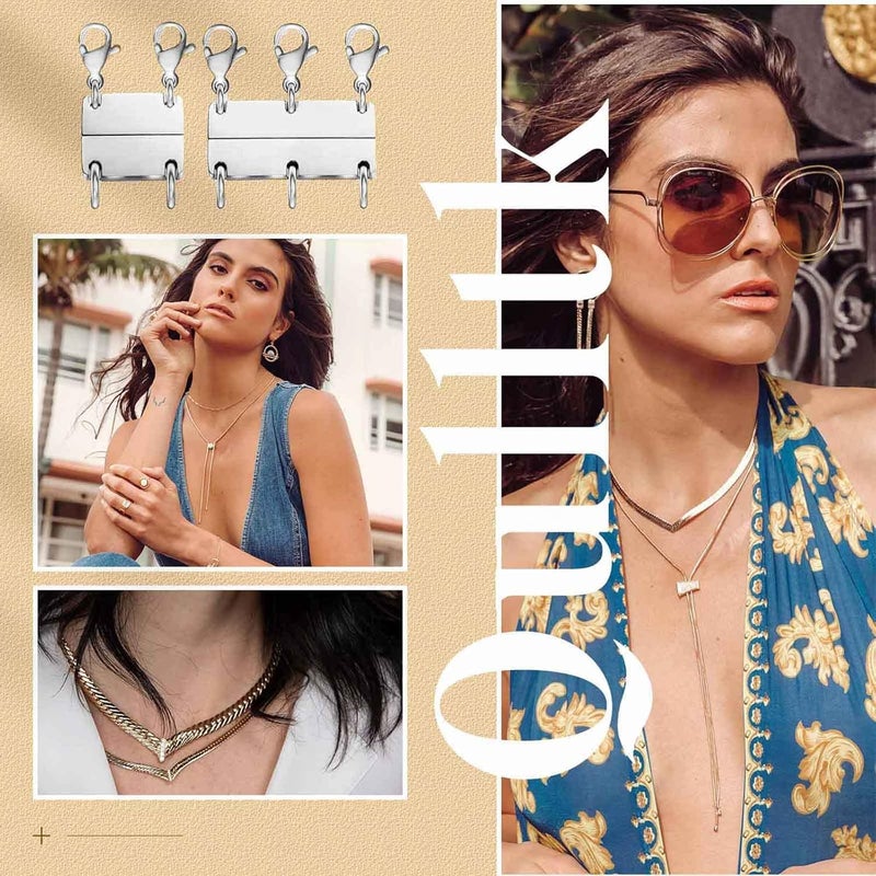 Qulltk Necklace Layering Clasp Magnetic Clasps for Jewelry, Silver Separator for Stackable Necklaces and Chains - Image 4